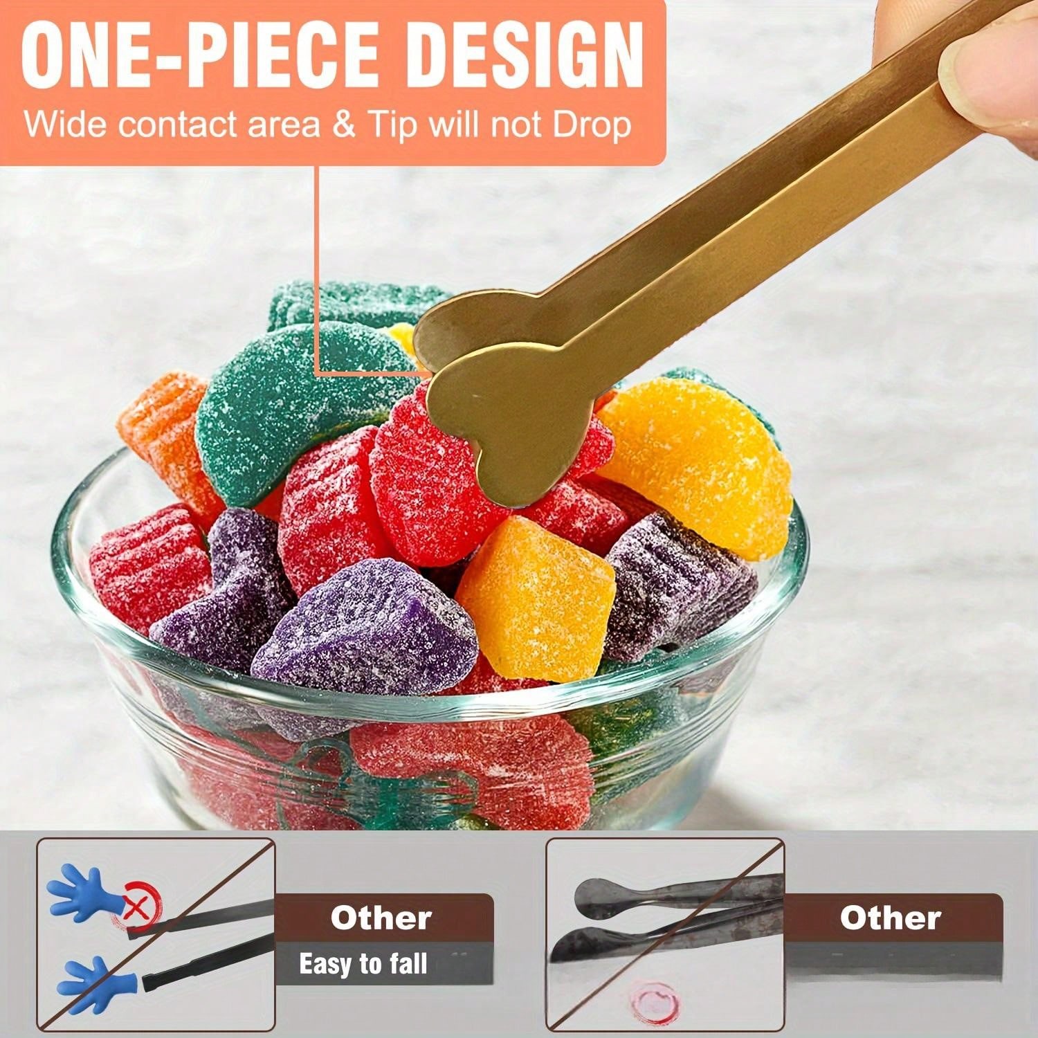 Food Snacks For Christmas - Gold Stainless Steel Mini Serving Tongs