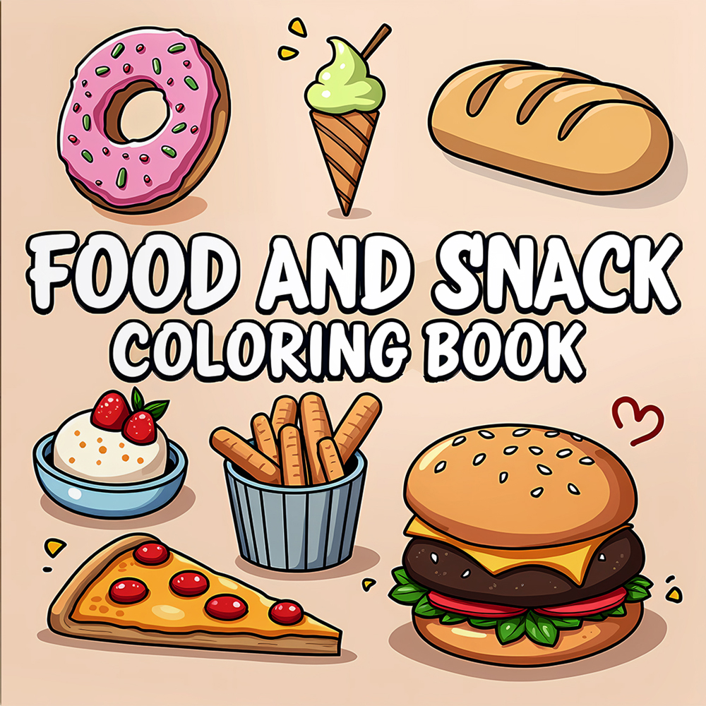 Food Snacks Drawing - FOOD AND SNACK Coloring Book For