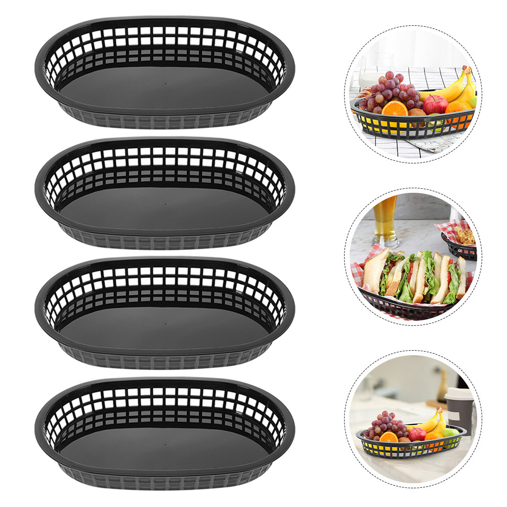 Food Snacks Restaurant - 4Pcs Plastic Fruit Basket Set PP