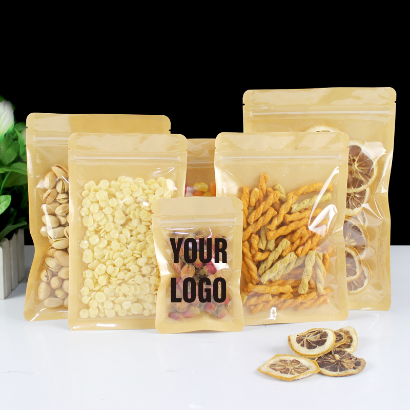 Food Good Snacks - 100pcs Eco-friendly Kraft Paper Stand-Up Bags