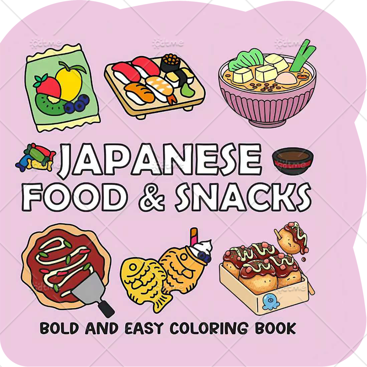 Food Snacks Drawing - JAPANESE FOOD & SNACKS Irregular Patterns