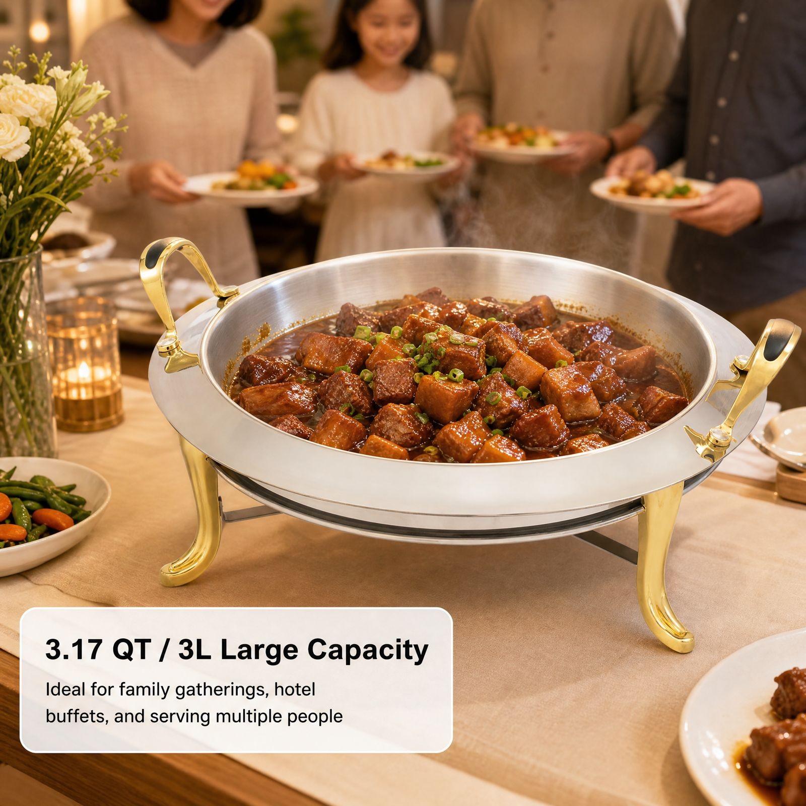 Round Chafing Dish Buffet Set  – Food Snacks Restaurant Bewertung und Preis