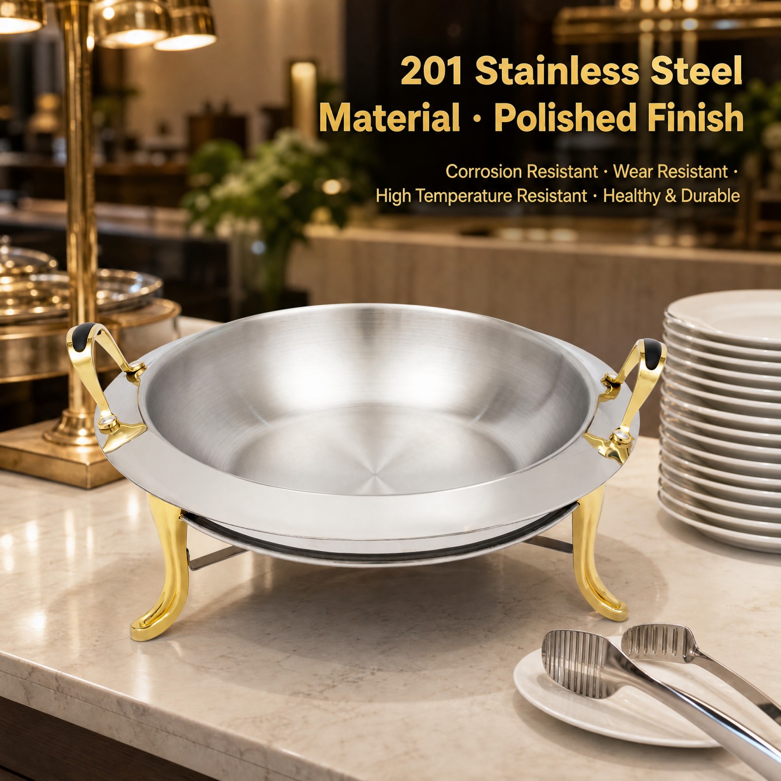 Round Chafing Dish Buffet Set  – Food Snacks Restaurant Bewertung und Preis
