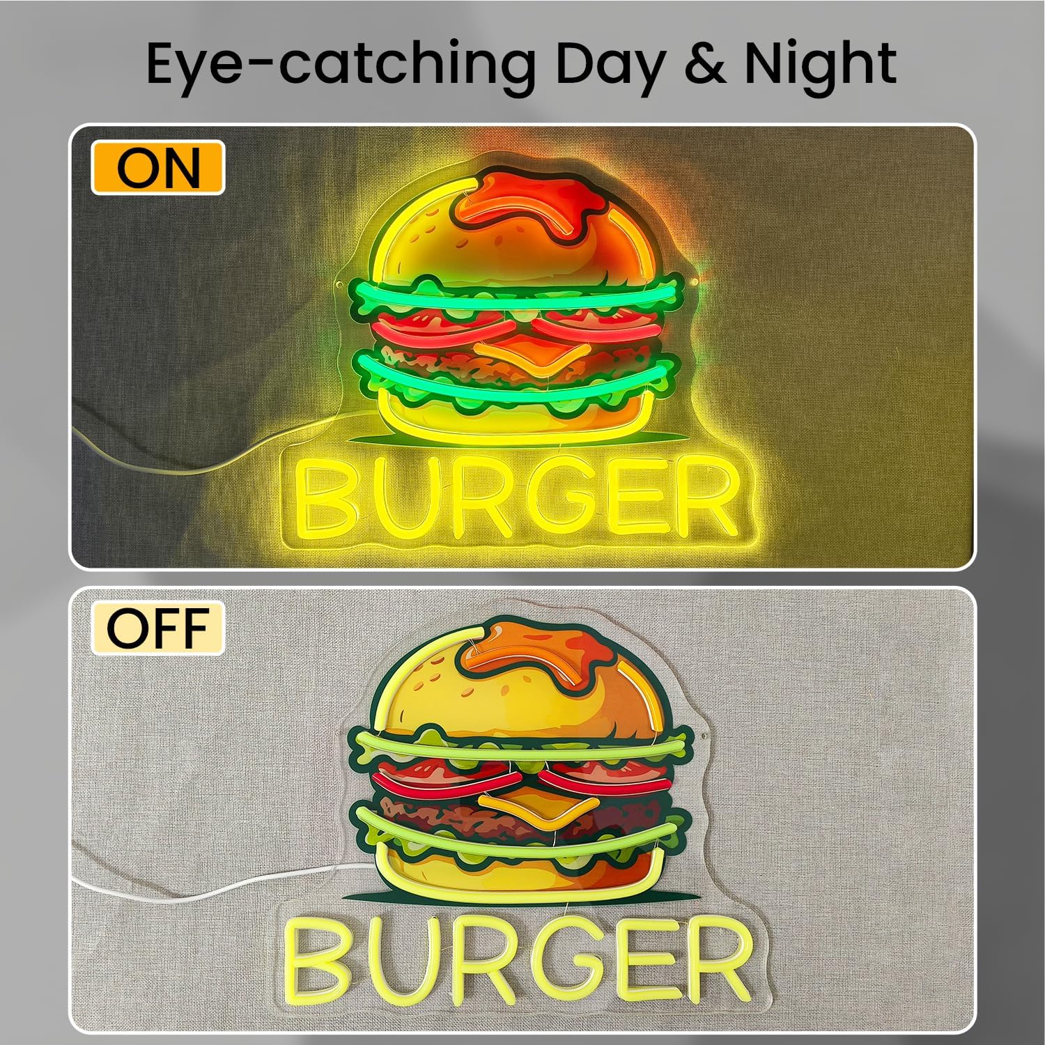 Burger Neon Sign, LED Hamburge – Food Snacks Restaurant Bewertung und Preis