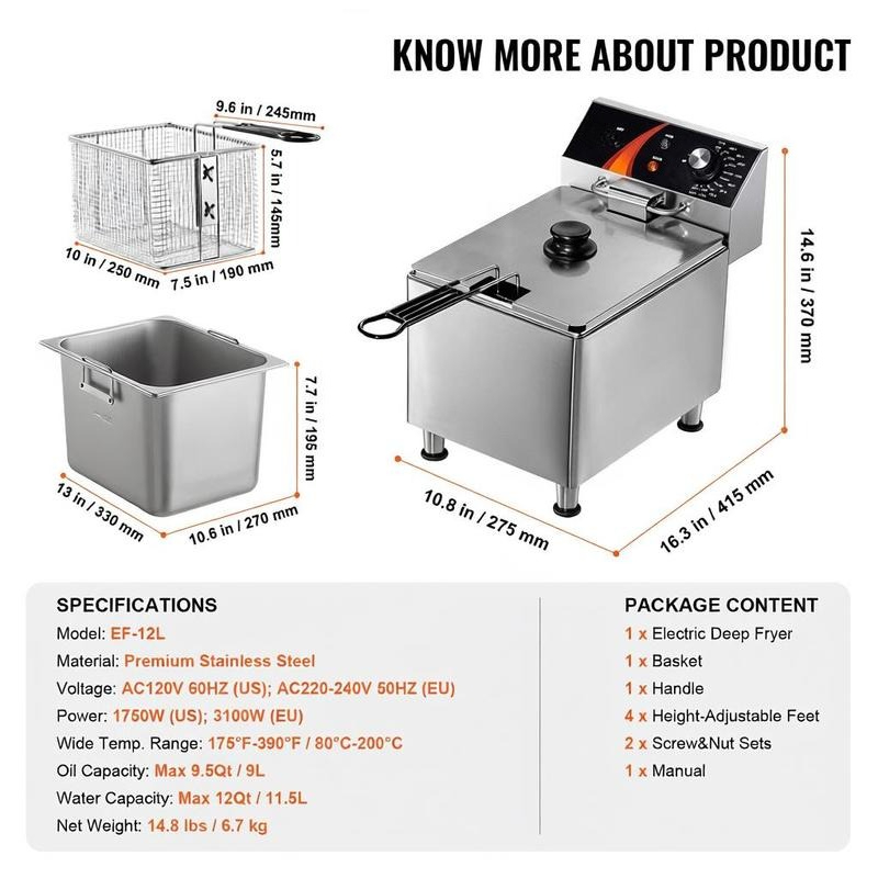 Tabletop Frying Machine 12Qt / – Foods X Bewertung und Preis