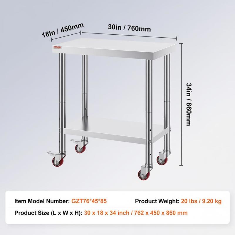 Work table 762 x 457.2 x 863.6 – Foods X Bewertung und Preis